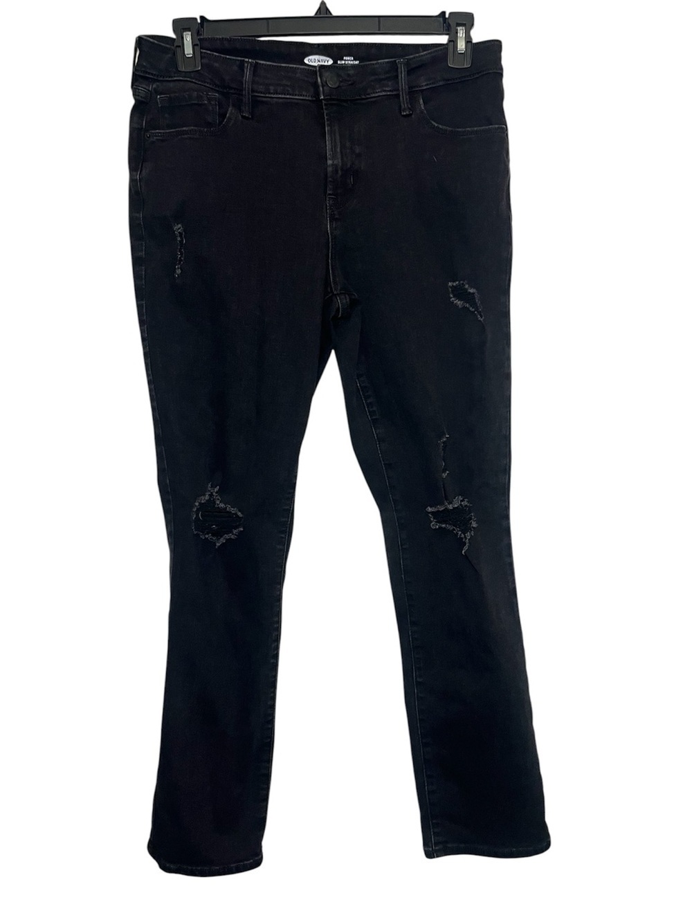 Old Navy Women’s Size 14 Black Distressed Skinny Jeans Stretch Denim